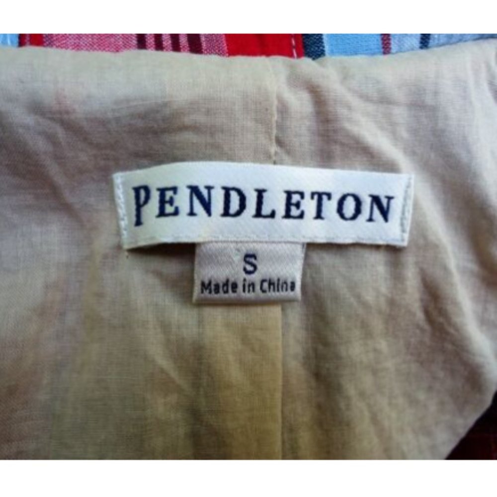 Pendleton Jacket Blazer Madras Plaid Lined Cotton - image 5